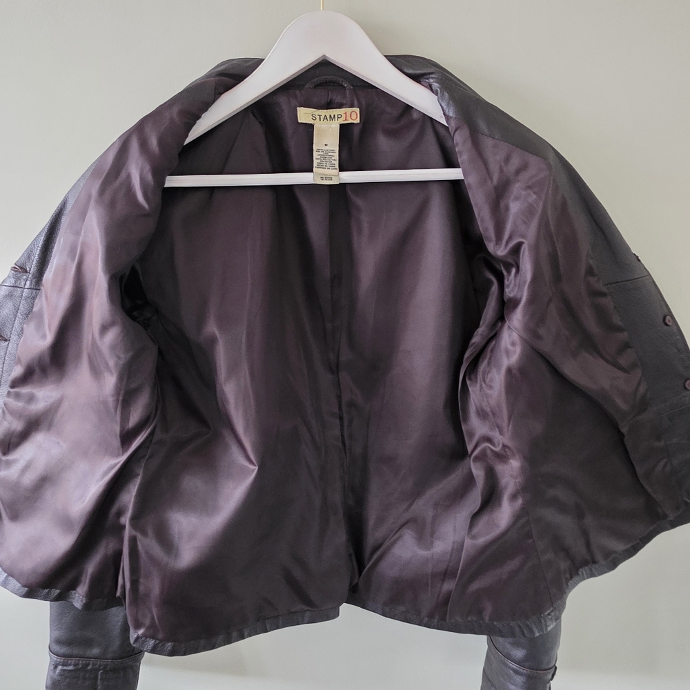 Stamp 10 M 90s Modern Contemporary Western Rodeo Burnished Leather Jacket - Picture 15 of 16